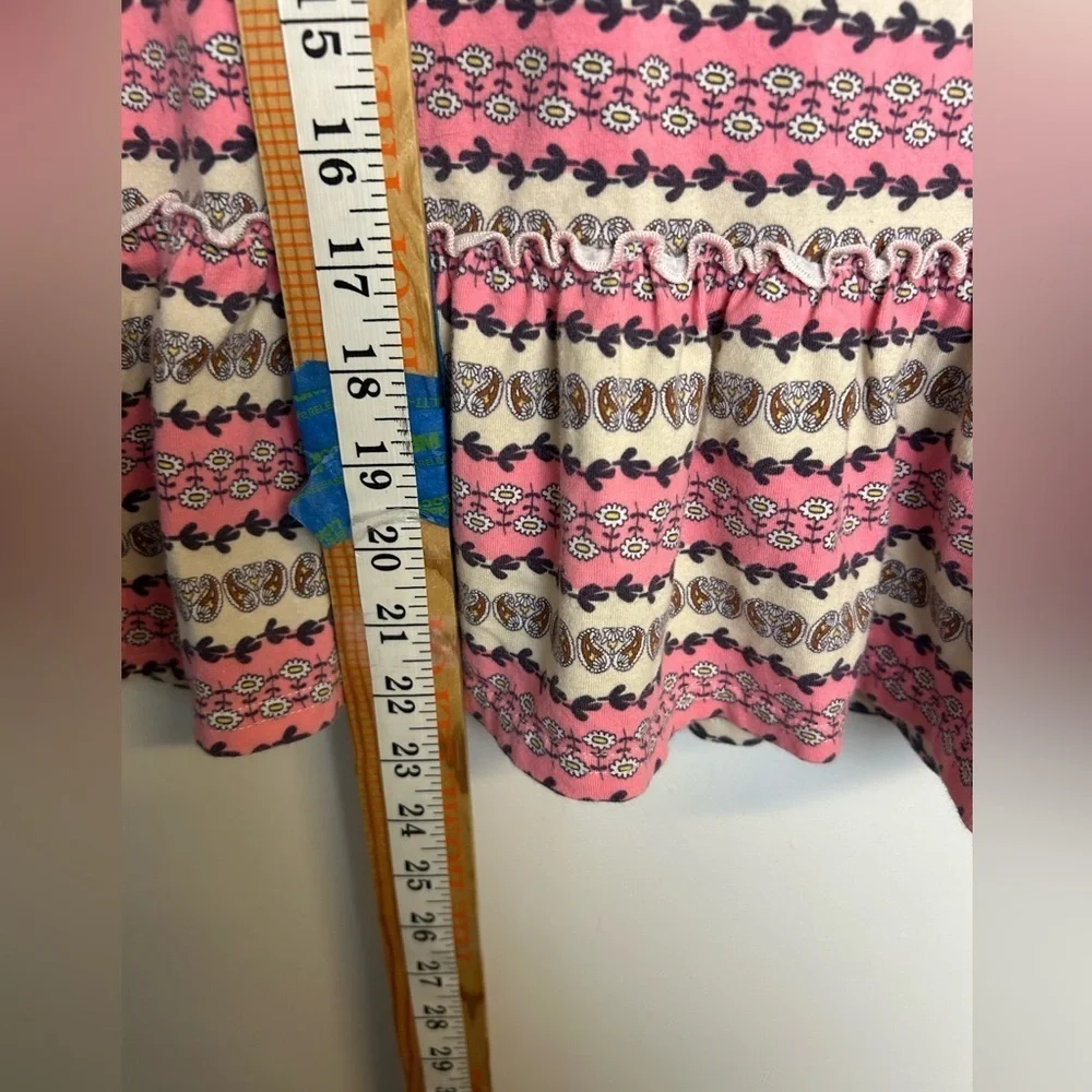Matilda Jane Pink Brown Patterned Sleeveles tunic Top Youth Girls Size 14 Barbie